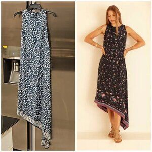 💕NATALIE MARTIN💕 Ashley Asymmetrical Midi Dress ~ Teal Pomegranite Print Small